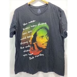 ZION Bob Marley Being Strong Quote Graphics Black T-Shirt Men's XXL 50"-52"